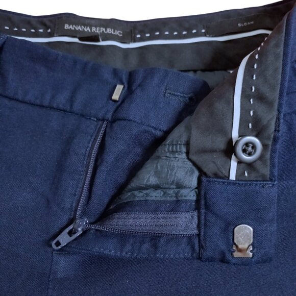Banana Republic Navy Blue Women's Dress Pants - Slim Straight Leg, Size 4 - Picture 5 of 7